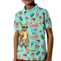 Aussie Christmas Santa Kid Polo Shirt Retro Cartoon Summer Holiday Beach - I Ate The Carrots Kangaroo