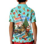 Aussie Christmas Santa Kid Polo Shirt Retro Cartoon Summer Holiday Beach - I Ate The Carrots Kangaroo