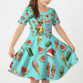 Aussie Christmas Santa Kid Short Sleeve Dress Retro Cartoon Summer Holiday Beach - I Ate The Carrots Kangaroo