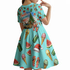 Aussie Christmas Santa Kid Short Sleeve Dress Retro Cartoon Summer Holiday Beach - I Ate The Carrots Kangaroo