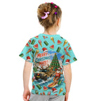 Aussie Christmas Santa Kid T Shirt Retro Cartoon Summer Holiday Beach - I Ate The Carrots Kangaroo