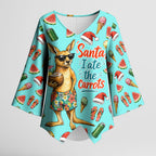 Aussie Christmas Santa Kimono Sleeve Blouse Retro Cartoon Summer Holiday Beach - I Ate The Carrots Kangaroo