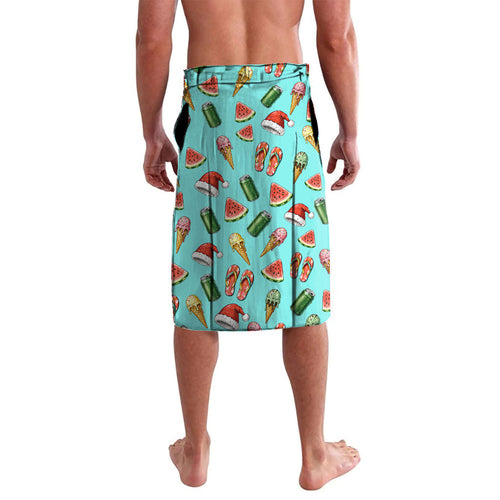 Aussie Christmas Santa Lavalava Retro Cartoon Summer Holiday Beach - I Ate The Carrots Kangaroo