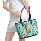 Aussie Christmas Santa Leather Tote Bag Retro Cartoon Summer Holiday Beach - I Ate The Carrots Kangaroo