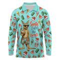 Aussie Christmas Santa Long Sleeve Polo Shirt Retro Cartoon Summer Holiday Beach - I Ate The Carrots Kangaroo