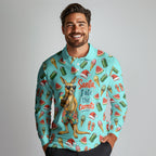 Aussie Christmas Santa Long Sleeve Polo Shirt Retro Cartoon Summer Holiday Beach - I Ate The Carrots Kangaroo