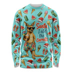 Aussie Christmas Santa Long Sleeve Shirt Retro Cartoon Summer Holiday Beach - I Ate The Carrots Kangaroo