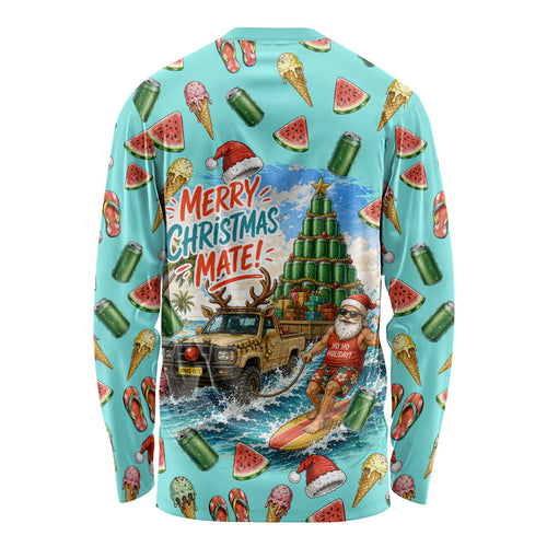 Aussie Christmas Santa Long Sleeve Shirt Retro Cartoon Summer Holiday Beach - I Ate The Carrots Kangaroo
