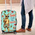 Aussie Christmas Santa Luggage Cover Retro Cartoon Summer Holiday Beach - I Ate The Carrots Kangaroo