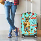 Aussie Christmas Santa Luggage Cover Retro Cartoon Summer Holiday Beach - I Ate The Carrots Kangaroo