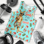 Aussie Christmas Santa Men Tank Top Retro Cartoon Summer Holiday Beach - I Ate The Carrots Kangaroo