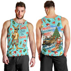 Aussie Christmas Santa Men Tank Top Retro Cartoon Summer Holiday Beach - I Ate The Carrots Kangaroo