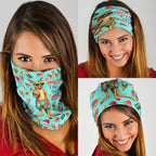 Aussie Christmas Santa Neck Gaiter Retro Cartoon Summer Holiday Beach - I Ate The Carrots Kangaroo