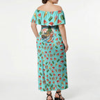 Aussie Christmas Santa Off Shoulder Maxi Dress Retro Cartoon Summer Holiday Beach - I Ate The Carrots Kangaroo