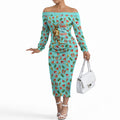 Aussie Christmas Santa Off The Shoulder Long Sleeve Dress Retro Cartoon Summer Holiday Beach - I Ate The Carrots Kangaroo