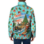 Aussie Christmas Santa Padded Jacket Retro Cartoon Summer Holiday Beach - I Ate The Carrots Kangaroo