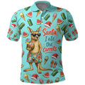 Aussie Christmas Santa Polo Shirt Retro Cartoon Summer Holiday Beach - I Ate The Carrots Kangaroo