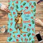 Aussie Christmas Santa Puzzle Retro Cartoon Summer Holiday Beach - I Ate The Carrots Kangaroo