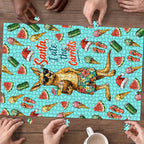 Aussie Christmas Santa Puzzle Retro Cartoon Summer Holiday Beach - I Ate The Carrots Kangaroo