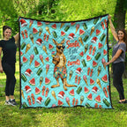 Aussie Christmas Santa Quilt Retro Cartoon Summer Holiday Beach - I Ate The Carrots Kangaroo