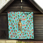 Aussie Christmas Santa Quilt Retro Cartoon Summer Holiday Beach - I Ate The Carrots Kangaroo