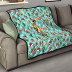 Aussie Christmas Santa Quilt Retro Cartoon Summer Holiday Beach - I Ate The Carrots Kangaroo