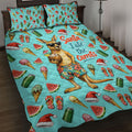 Aussie Christmas Santa Quilt Bed Set Retro Cartoon Summer Holiday Beach - I Ate The Carrots Kangaroo