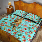 Aussie Christmas Santa Quilt Bed Set Retro Cartoon Summer Holiday Beach - I Ate The Carrots Kangaroo