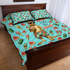 Aussie Christmas Santa Quilt Bed Set Retro Cartoon Summer Holiday Beach - I Ate The Carrots Kangaroo