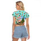 Aussie Christmas Santa Raglan Cropped T Shirt Retro Cartoon Summer Holiday Beach - I Ate The Carrots Kangaroo