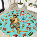 Aussie Christmas Santa Round Carpet Retro Cartoon Summer Holiday Beach - I Ate The Carrots Kangaroo