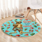 Aussie Christmas Santa Round Carpet Retro Cartoon Summer Holiday Beach - I Ate The Carrots Kangaroo