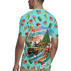 Aussie Christmas Santa Rugby Jersey Retro Cartoon Summer Holiday Beach - I Ate The Carrots Kangaroo