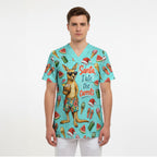 Aussie Christmas Santa Scrub Top Retro Cartoon Summer Holiday Beach - I Ate The Carrots Kangaroo