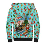 Aussie Christmas Santa Sherpa Hoodie Retro Cartoon Summer Holiday Beach - I Ate The Carrots Kangaroo