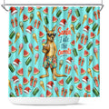 Aussie Christmas Santa Shower Curtain Retro Cartoon Summer Holiday Beach - I Ate The Carrots Kangaroo
