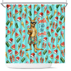 Aussie Christmas Santa Shower Curtain Retro Cartoon Summer Holiday Beach - I Ate The Carrots Kangaroo