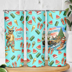 Aussie Christmas Santa Skinny Tumbler Retro Cartoon Summer Holiday Beach - I Ate The Carrots Kangaroo