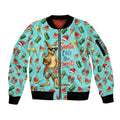 Aussie Christmas Santa Sleeve Zip Bomber Jacket Retro Cartoon Summer Holiday Beach - I Ate The Carrots Kangaroo