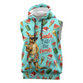 Aussie Christmas Santa Sleeveless Hoodie Retro Cartoon Summer Holiday Beach - I Ate The Carrots Kangaroo
