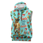 Aussie Christmas Santa Sleeveless Hoodie Retro Cartoon Summer Holiday Beach - I Ate The Carrots Kangaroo