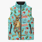 Aussie Christmas Santa Sleeveless Puffer Jacket Retro Cartoon Summer Holiday Beach - I Ate The Carrots Kangaroo