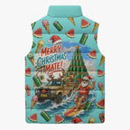 Aussie Christmas Santa Sleeveless Puffer Jacket Retro Cartoon Summer Holiday Beach - I Ate The Carrots Kangaroo