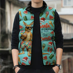 Aussie Christmas Santa Sleeveless Puffer Jacket Retro Cartoon Summer Holiday Beach - I Ate The Carrots Kangaroo