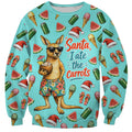 Aussie Christmas Santa Sweatshirt Retro Cartoon Summer Holiday Beach - I Ate The Carrots Kangaroo