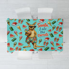 Aussie Christmas Santa Tablecloth Retro Cartoon Summer Holiday Beach - I Ate The Carrots Kangaroo