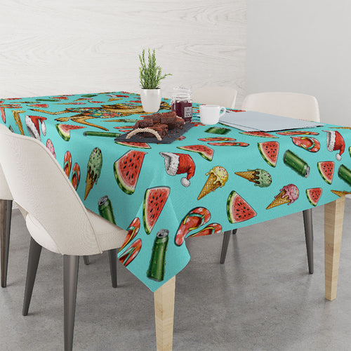 Aussie Christmas Santa Tablecloth Retro Cartoon Summer Holiday Beach - I Ate The Carrots Kangaroo