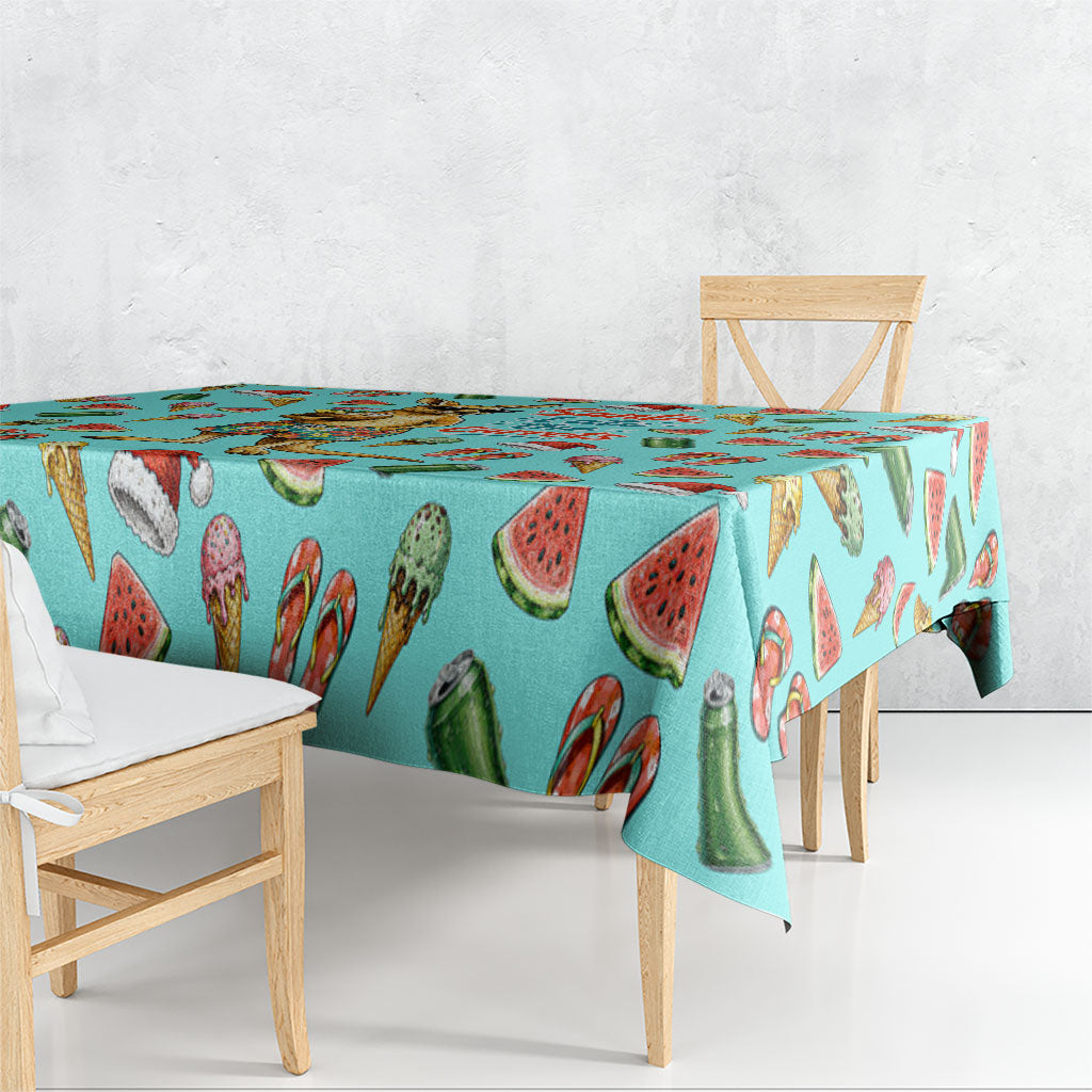 Aussie Christmas Santa Tablecloth Retro Cartoon Summer Holiday Beach - I Ate The Carrots Kangaroo