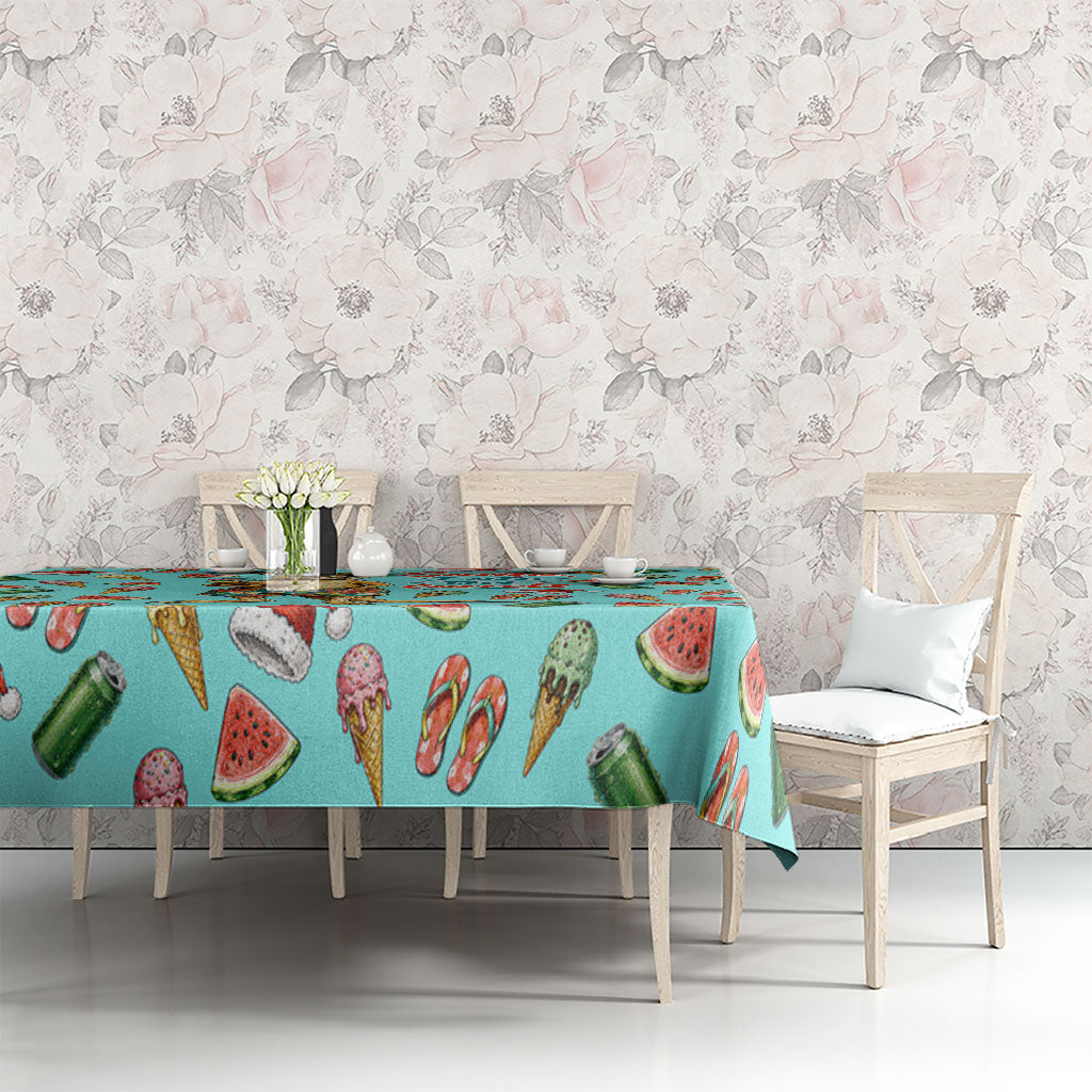 Aussie Christmas Santa Tablecloth Retro Cartoon Summer Holiday Beach - I Ate The Carrots Kangaroo
