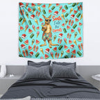 Aussie Christmas Santa Tapestry Retro Cartoon Summer Holiday Beach - I Ate The Carrots Kangaroo